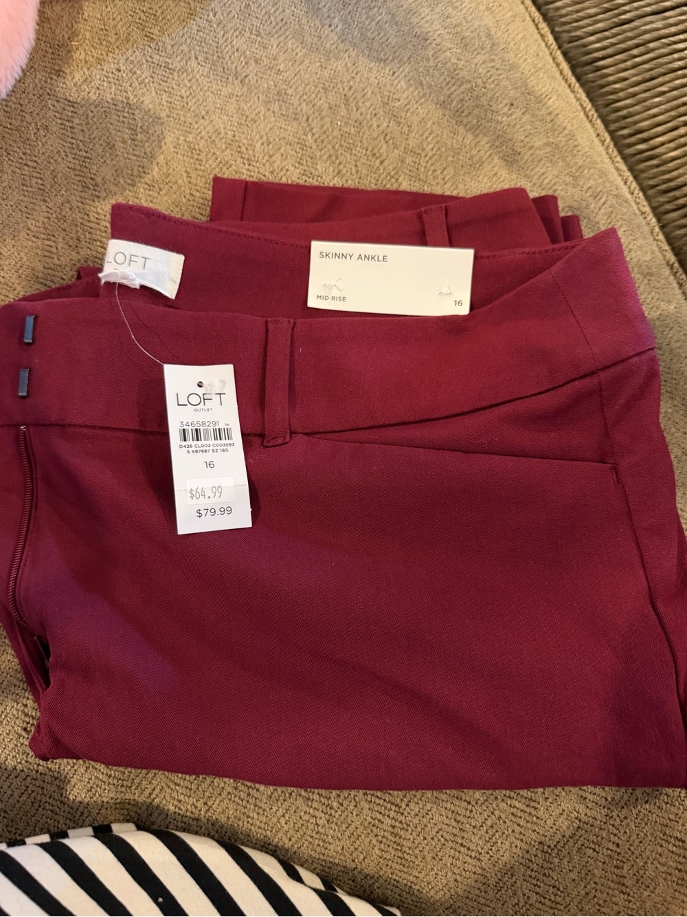 LOFT Outlet Slim Ankle Pants in Burgundy